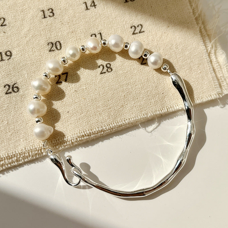 Silver Bough & Pearl Bracelet