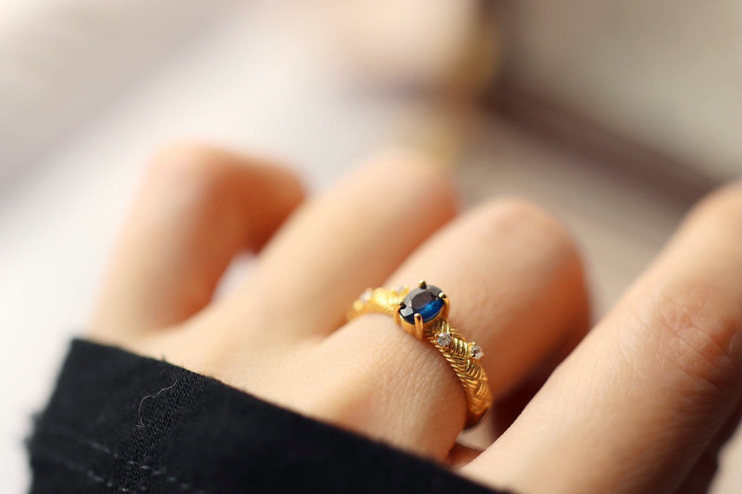 Natural Blue Sapphire Adjustable Ring