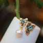 Asymmetrical Butterfly Earrings with Natural Baroque Pearl Drop