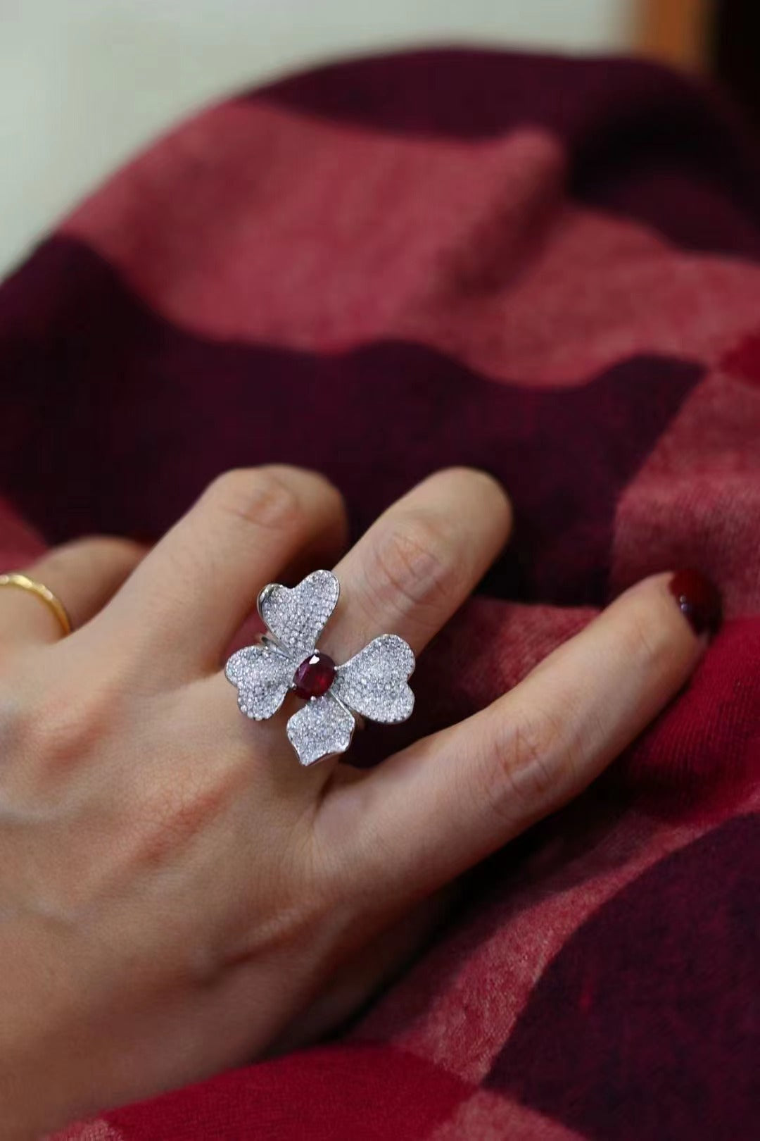 Elegant Ruby Floral Ring