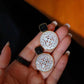 White Shell & Tang Tower Black Agate Stud Earrings