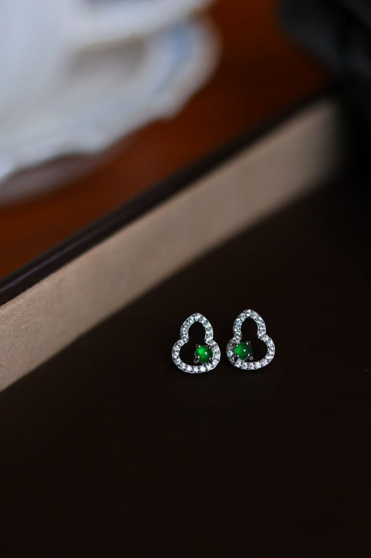 Zirconia Jade Gourd Dazzle Earrings