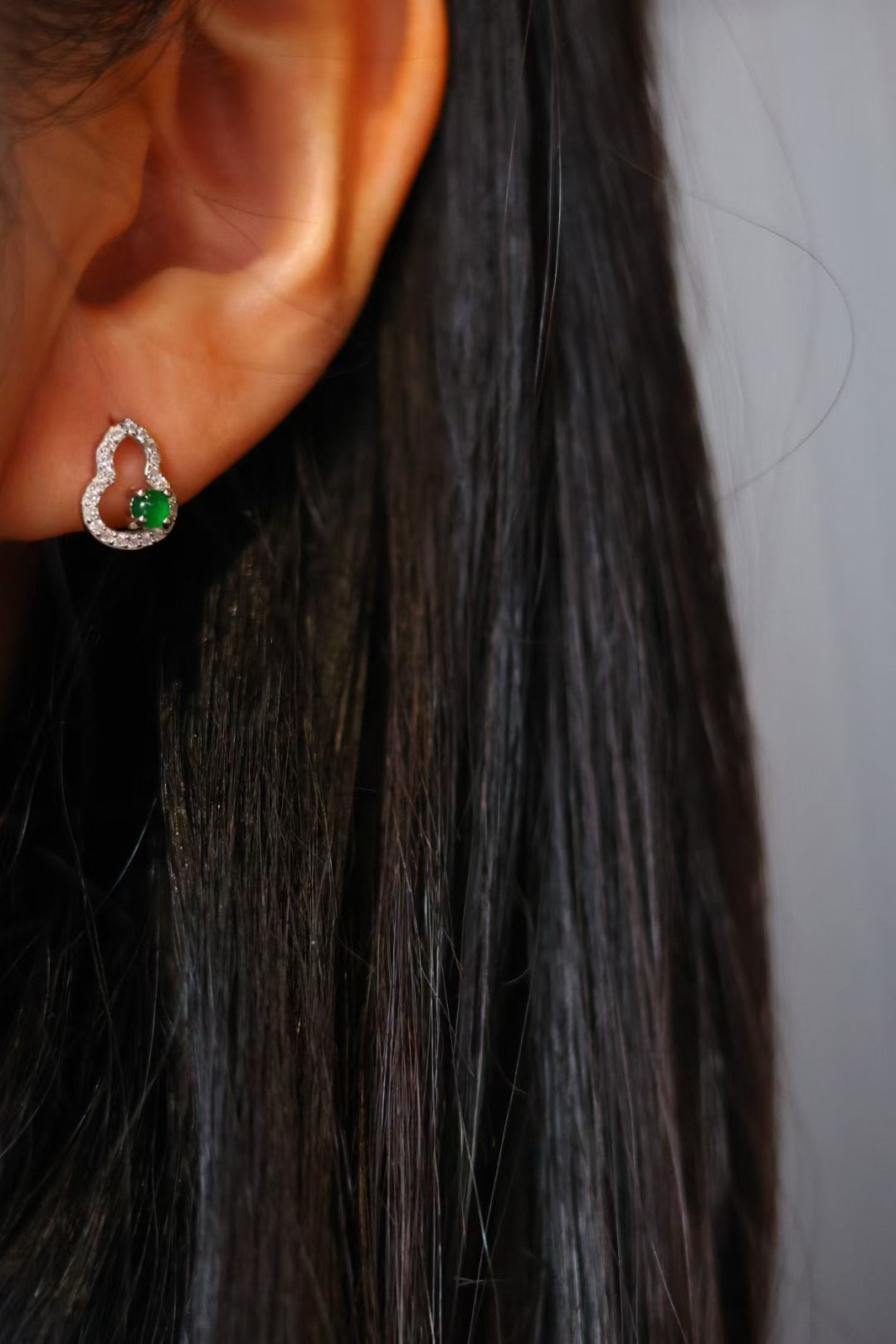 Zirconia Jade Gourd Dazzle Earrings