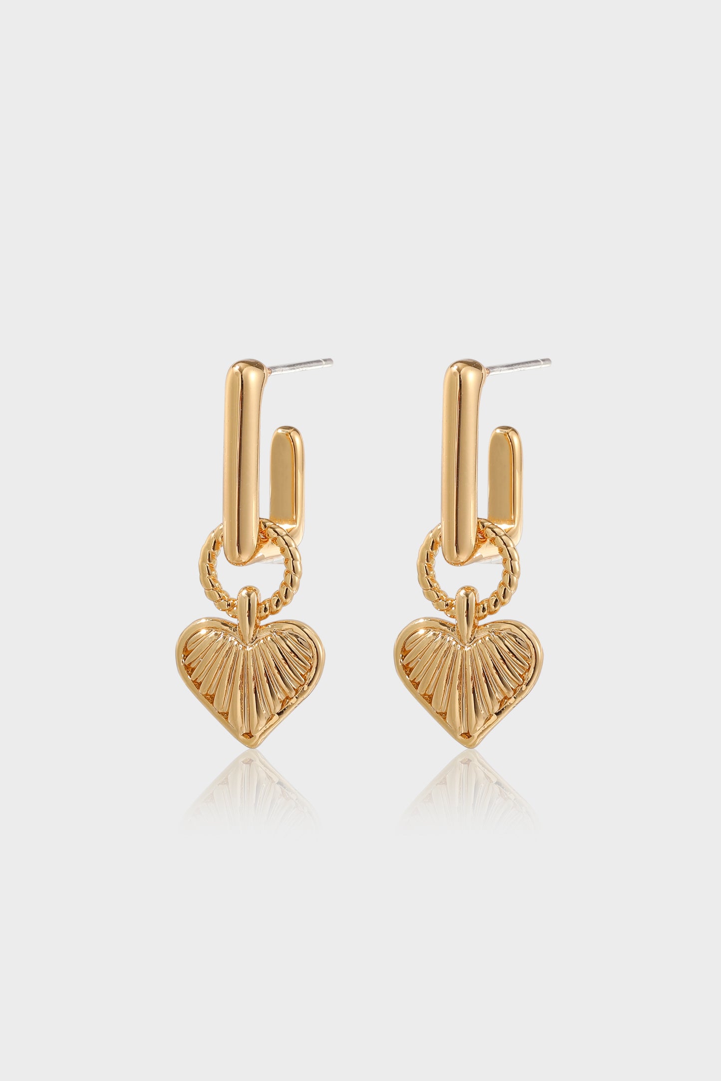 Heart Charm Earrings in Gold