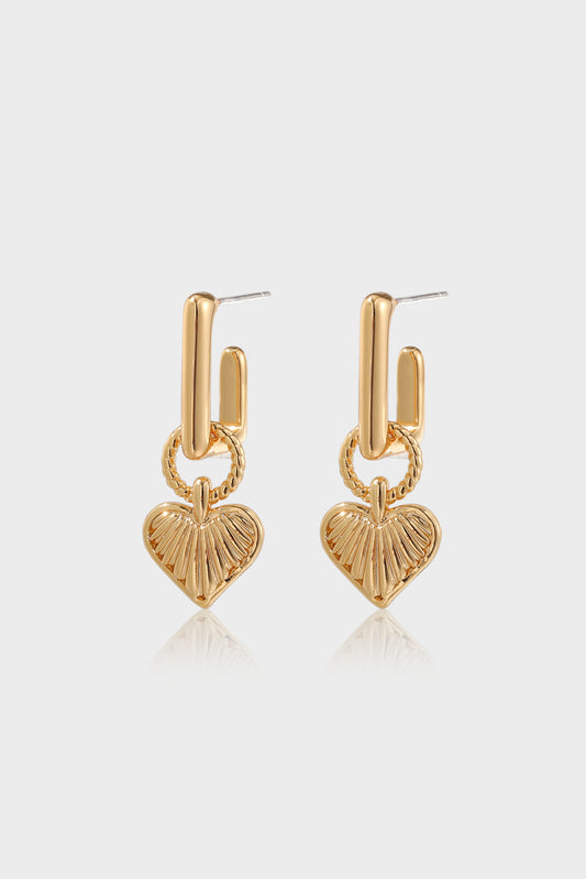 Heart Charm Earrings in Gold