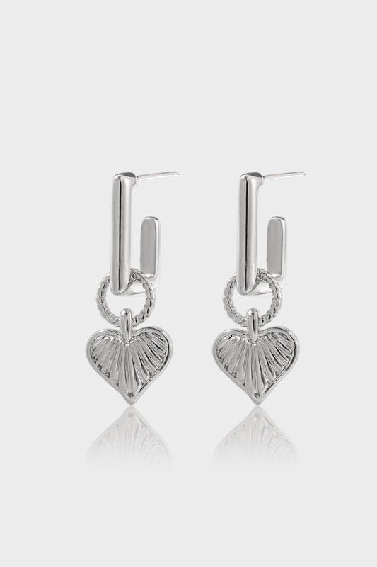 Heart Charm Earrings in Silver